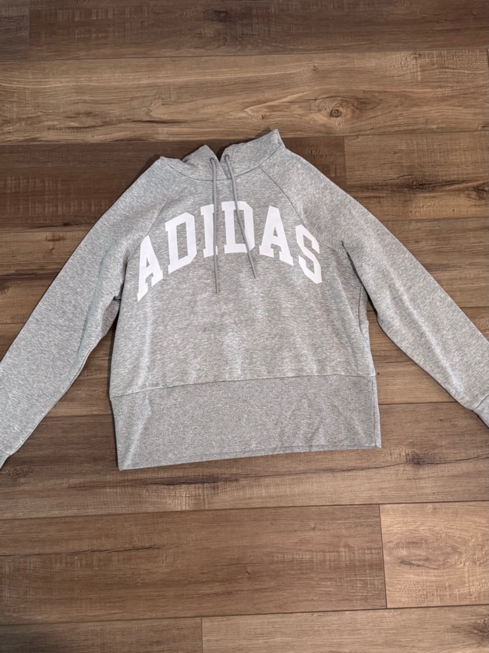adidas Light Gray Hoodie with White ADIDAS Arch Logo